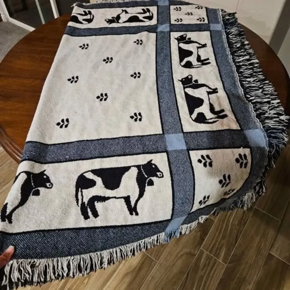 Cow print throw blanket
